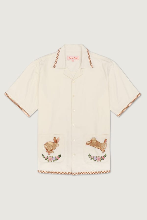 Perte D'ego — "Le Lapin" hand embroidered shirt
