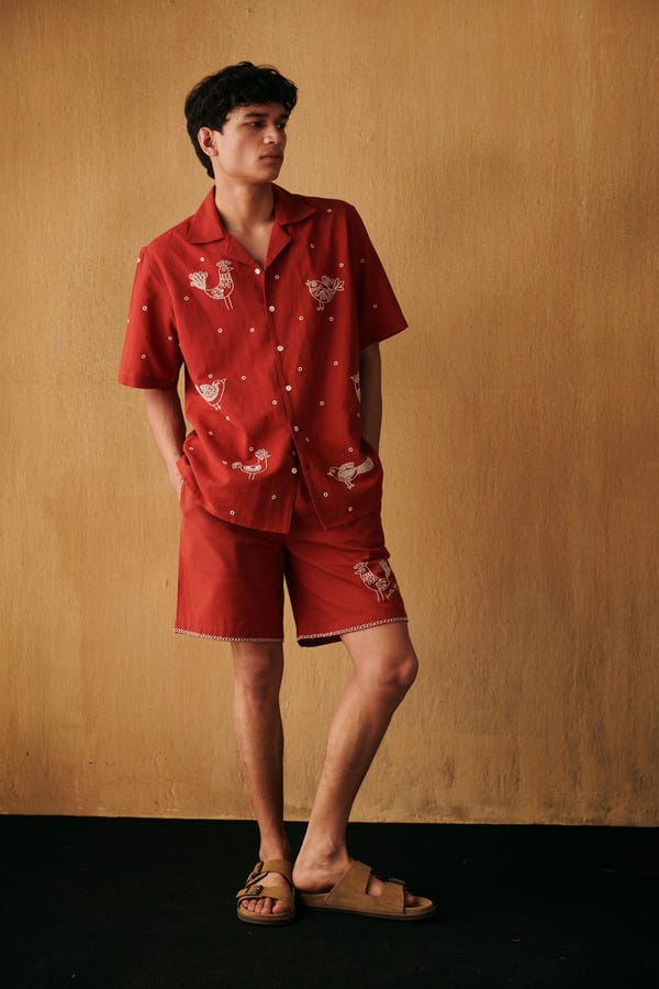 Perte D'ego — "Afternoon in Tuscany" embroidered shorts