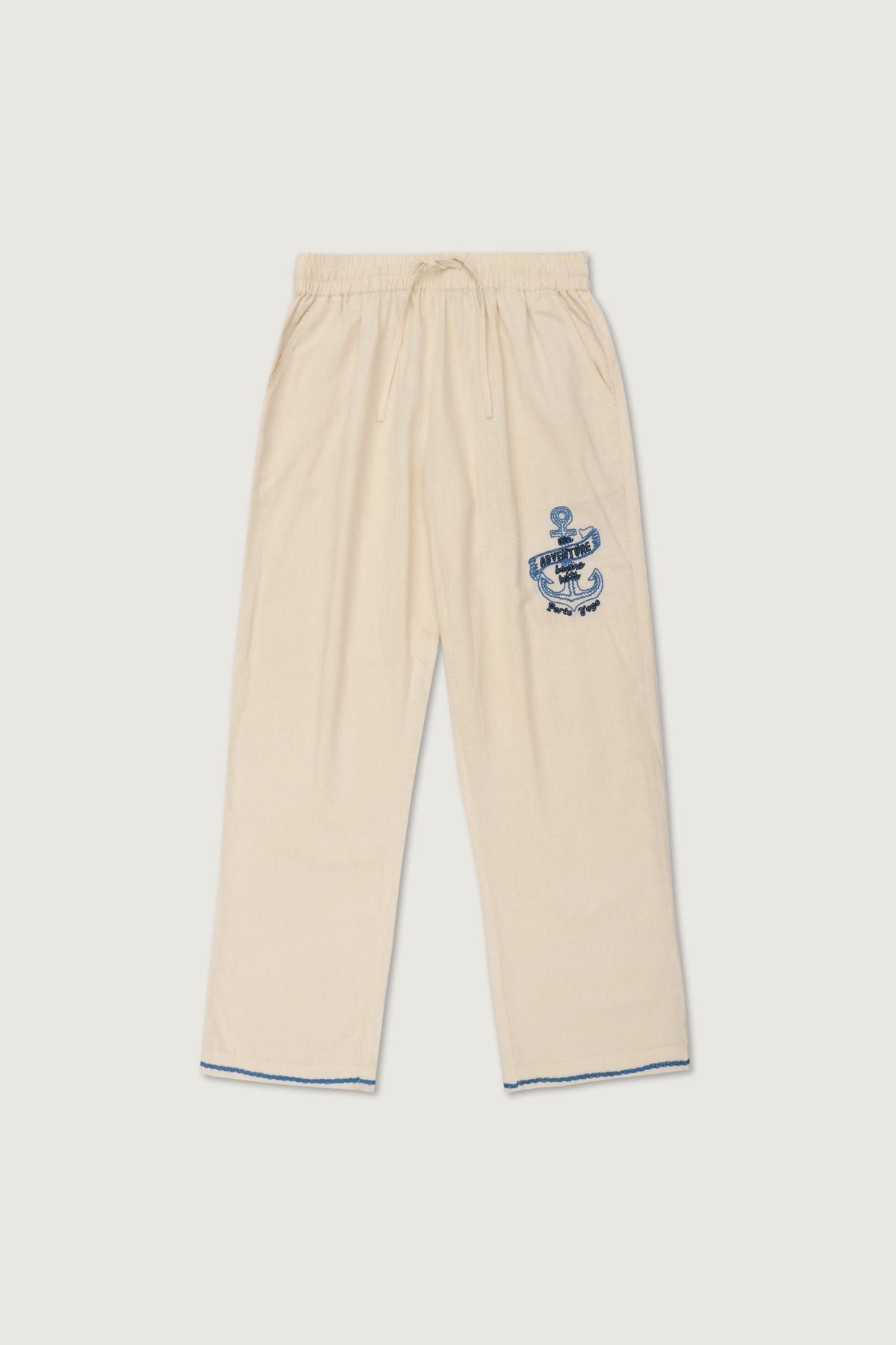 "Le adventure" hand embroidered lounge pants - image 1