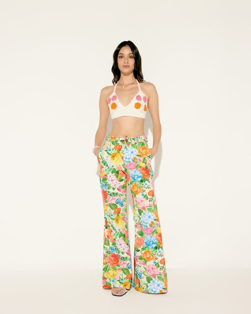 Floral hand crochet bralette