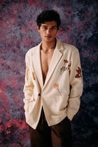 Wild flowers hand embroidered resort blazer view 1