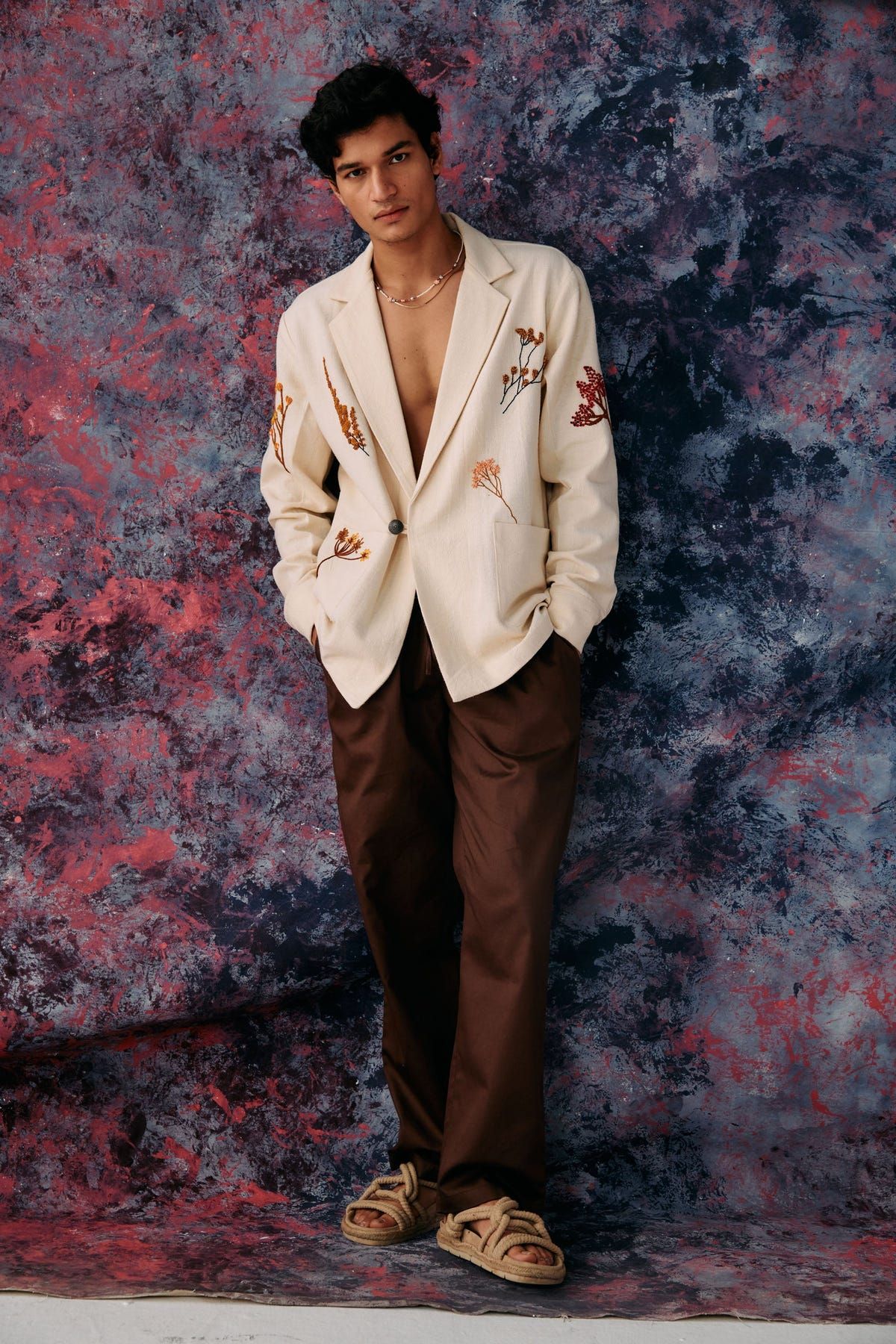 Wild flowers hand embroidered resort blazer - image 2