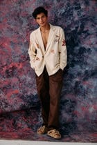 Wild flowers hand embroidered resort blazer view 2