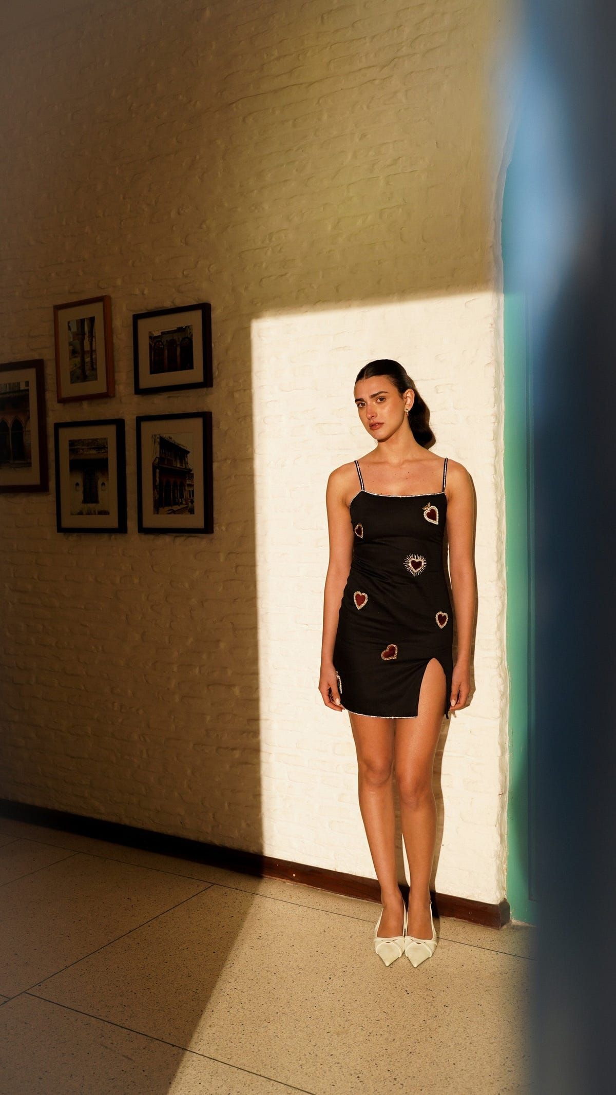 Velvet hearts hand embroidered dress - image 5