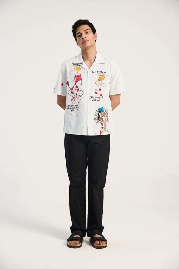Perte D'ego — 'Love is in the air" hand embroidered shirt