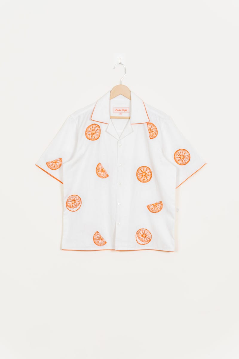 "Sunkissed Slices" hand embroidered shirt