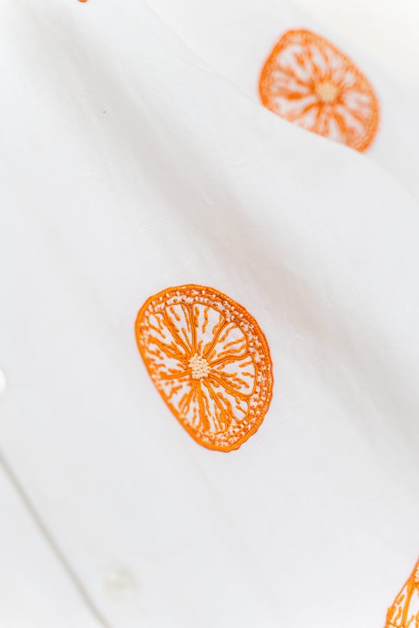 Perte D'ego — "Sunkissed Slices" hand embroidered shirt
