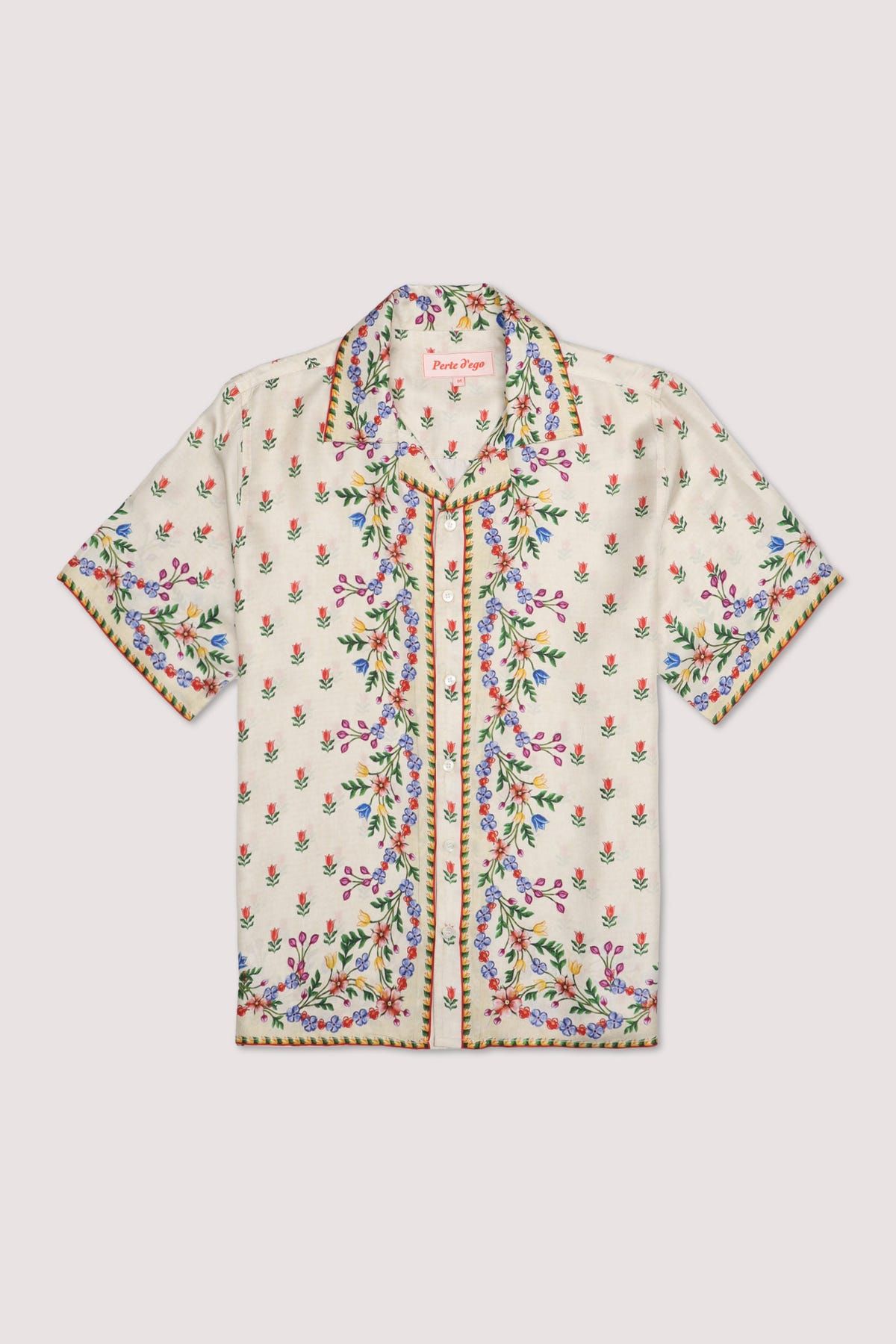 Floral border silk shirt - image 1