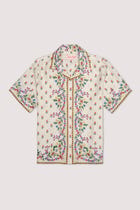 Floral border silk shirt view 1