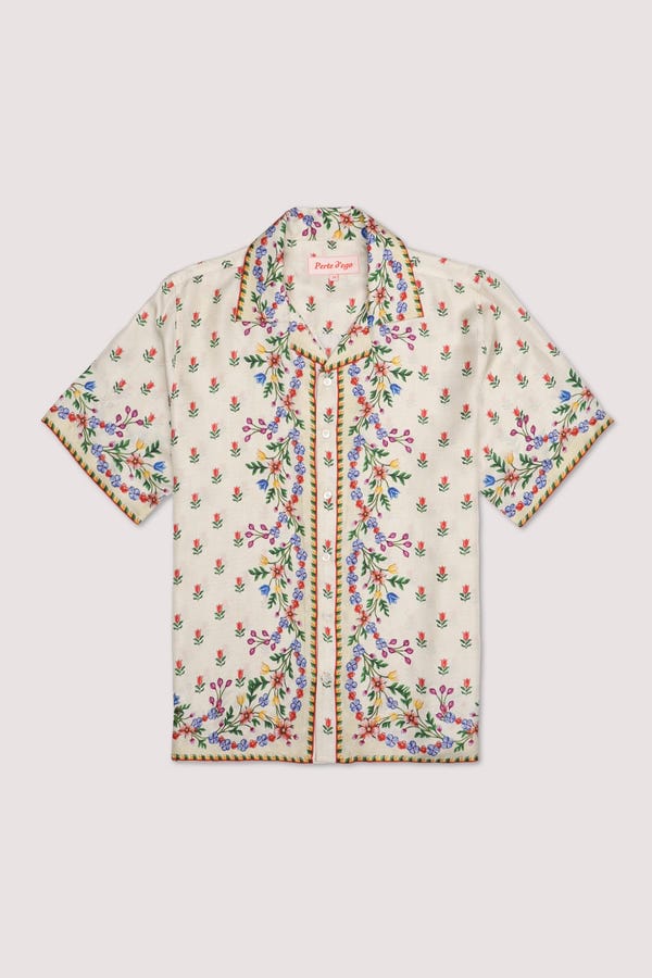 Perte D'ego — Floral border silk shirt