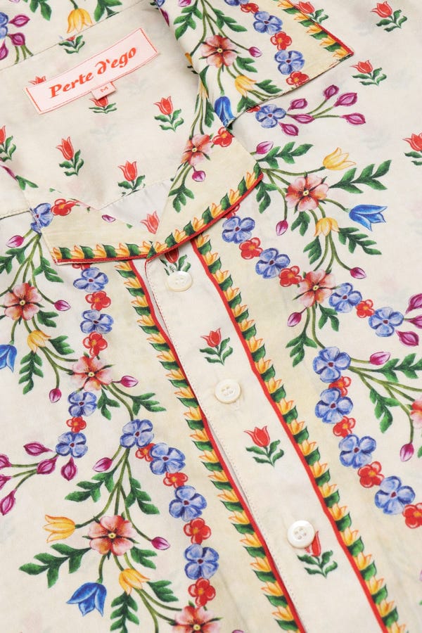 Perte D'ego — Floral border silk shirt