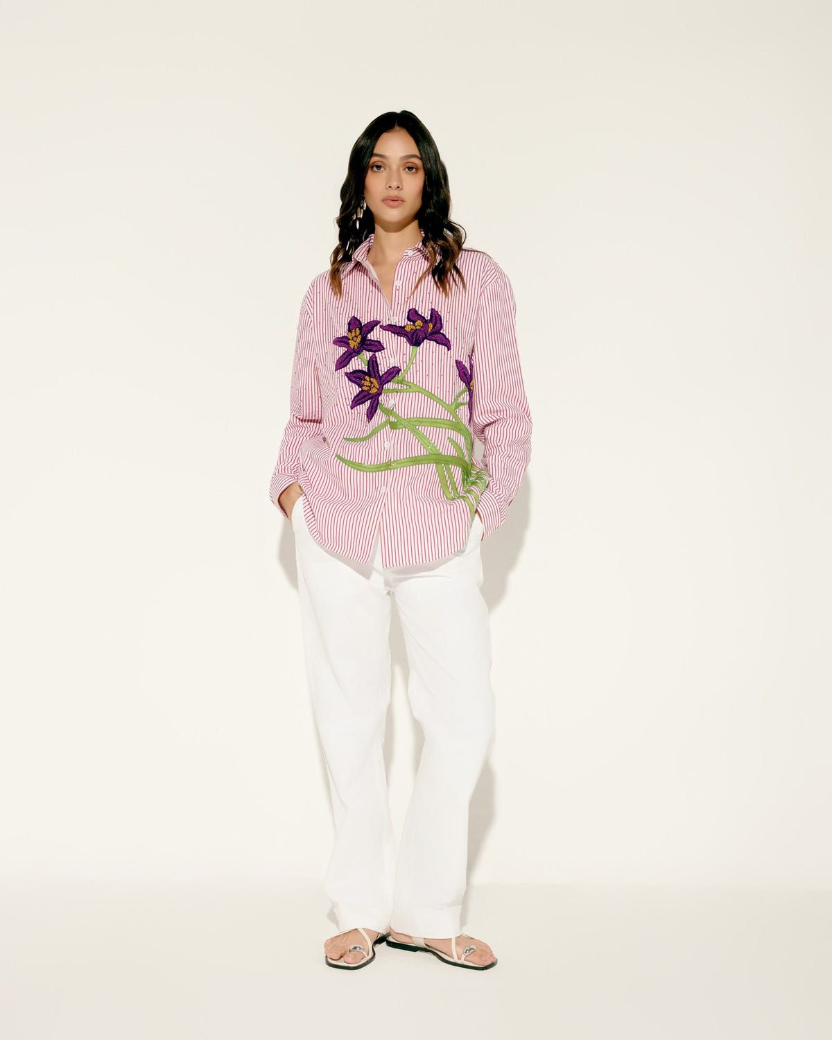 "Le Iris" hand embroidered shirt - image 1