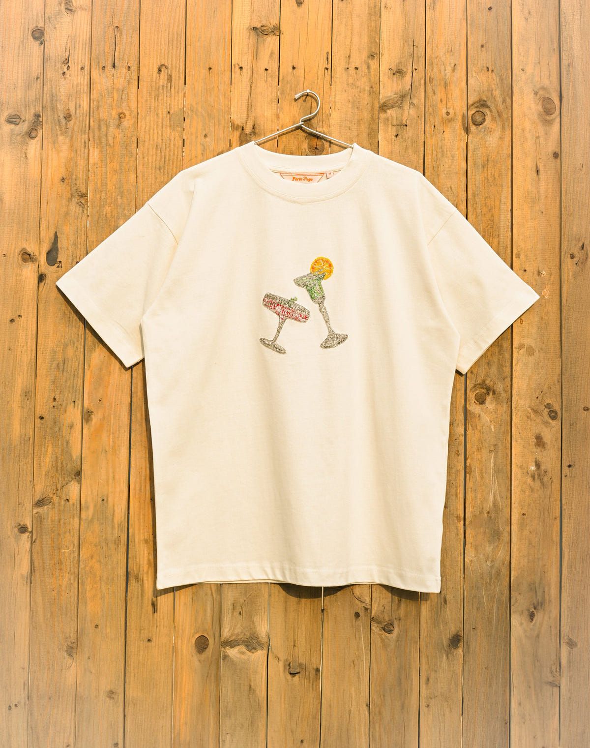 "Happy Hour" hand embroidered T-Shirt - image 1