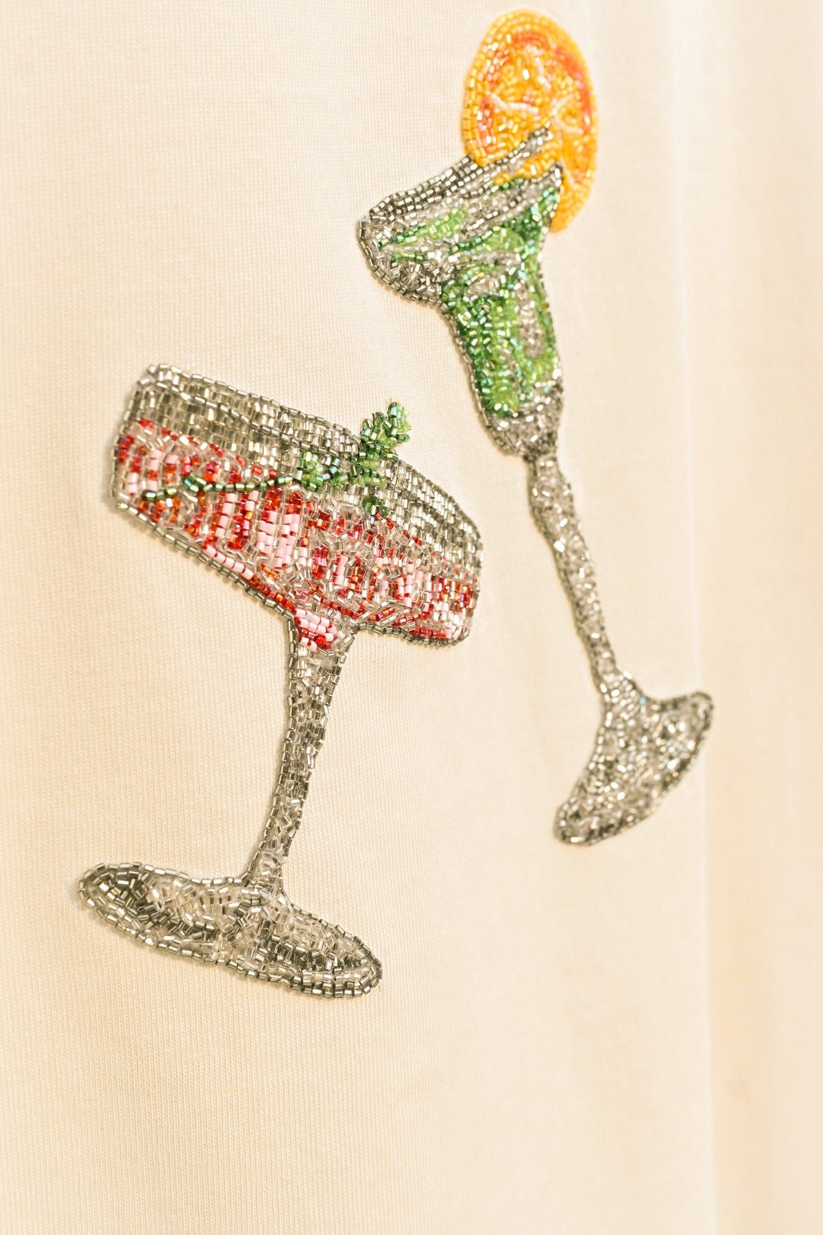 "Happy Hour" hand embroidered T-Shirt - image 2