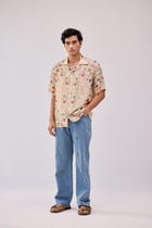 Hand embroidered straight fit denim pants view 2