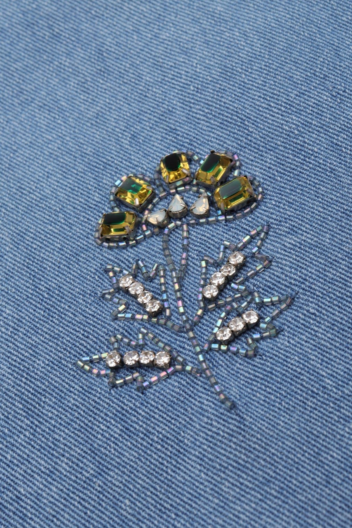 Hand embroidered straight fit denim pants - image 3