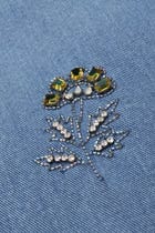 Hand embroidered straight fit denim pants view 3
