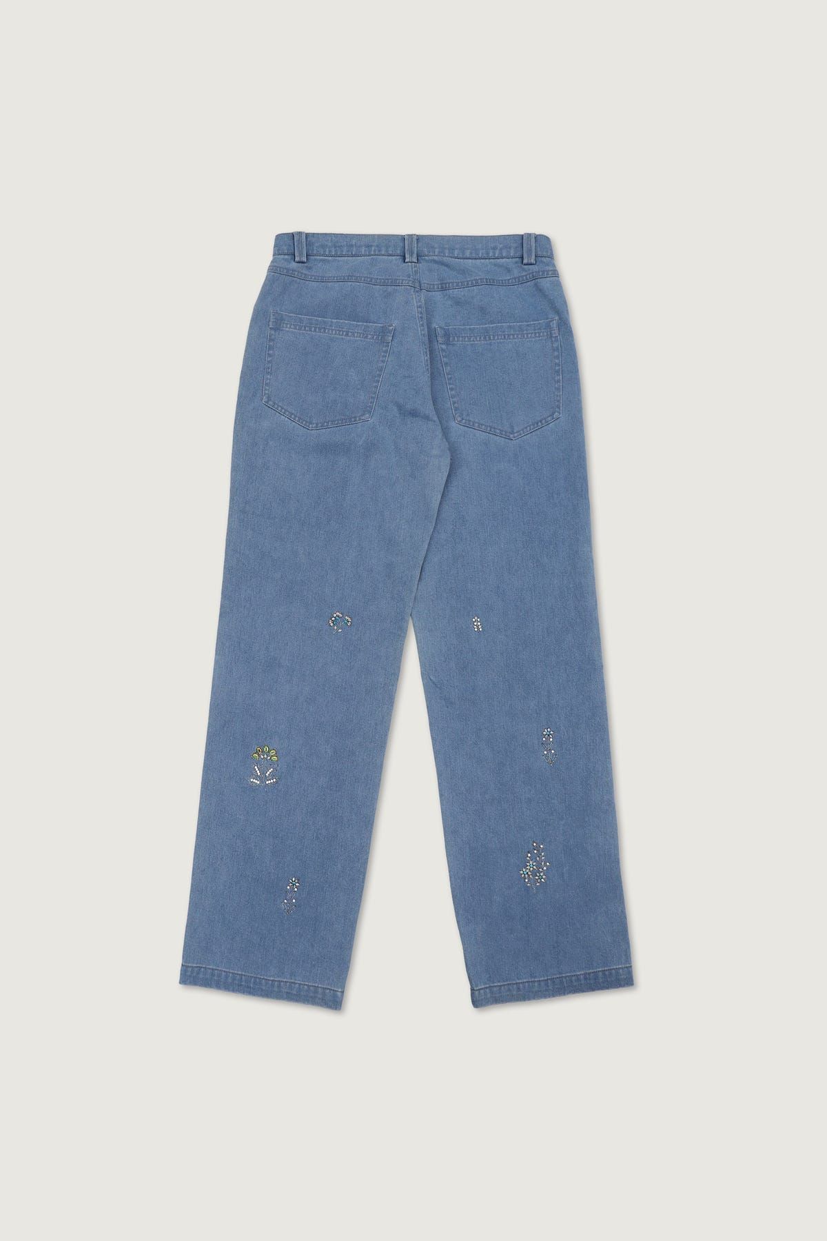 Hand embroidered straight fit denim pants - image 5