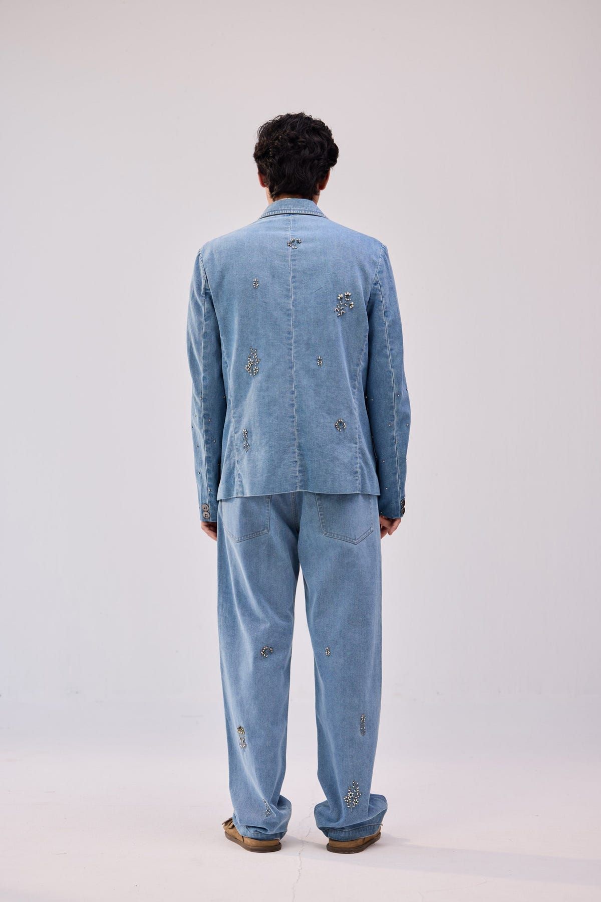 Hand embroidered straight fit denim pants - image 6