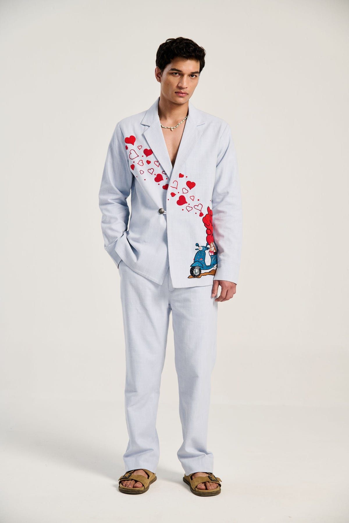 Baby blue textured resort pants - image 1