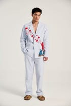Baby blue textured resort pants view 1