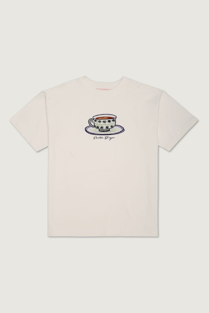 "Le Teacup" hand embroidered T-Shirt