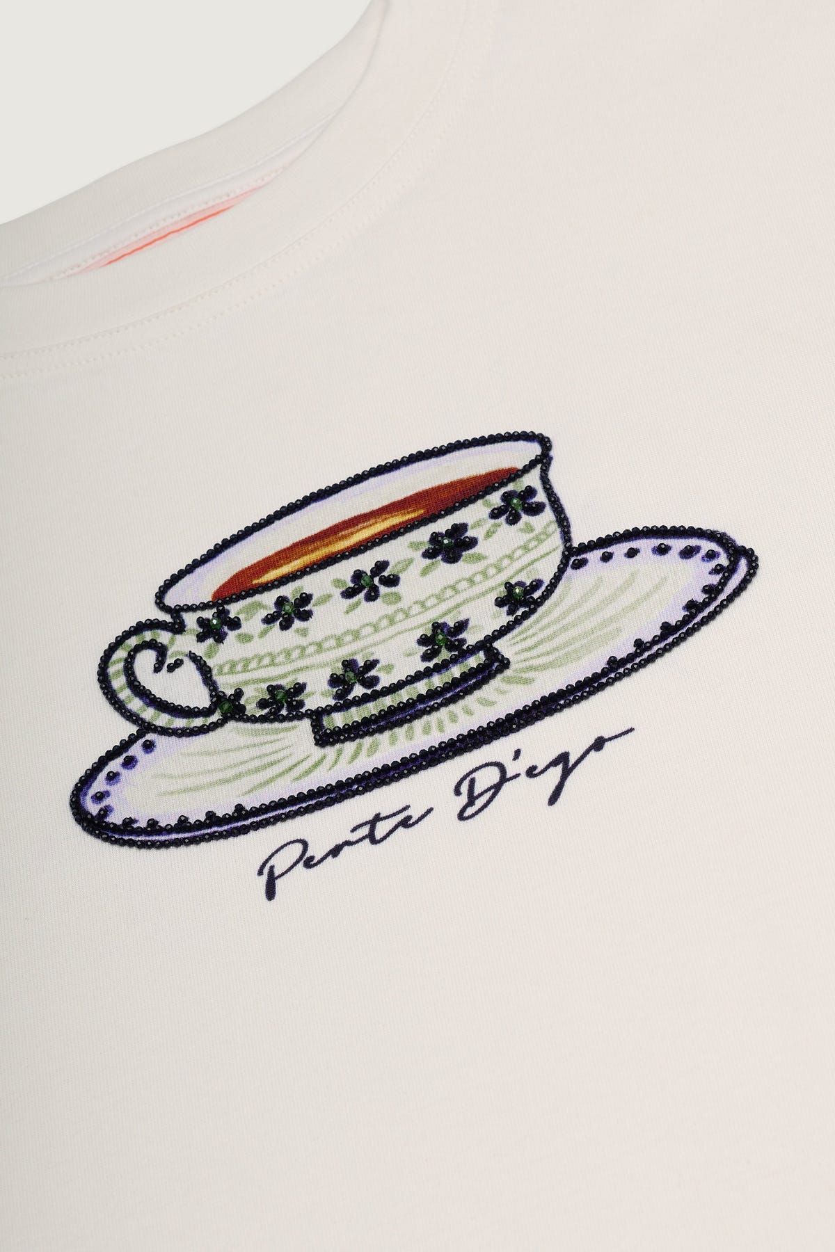 "Le Teacup" hand embroidered T-Shirt - image 2