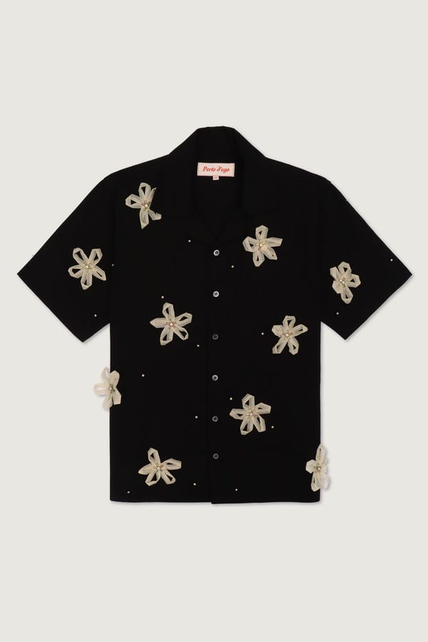 Perte D'ego — Floral ribbons hand embroidered shirt