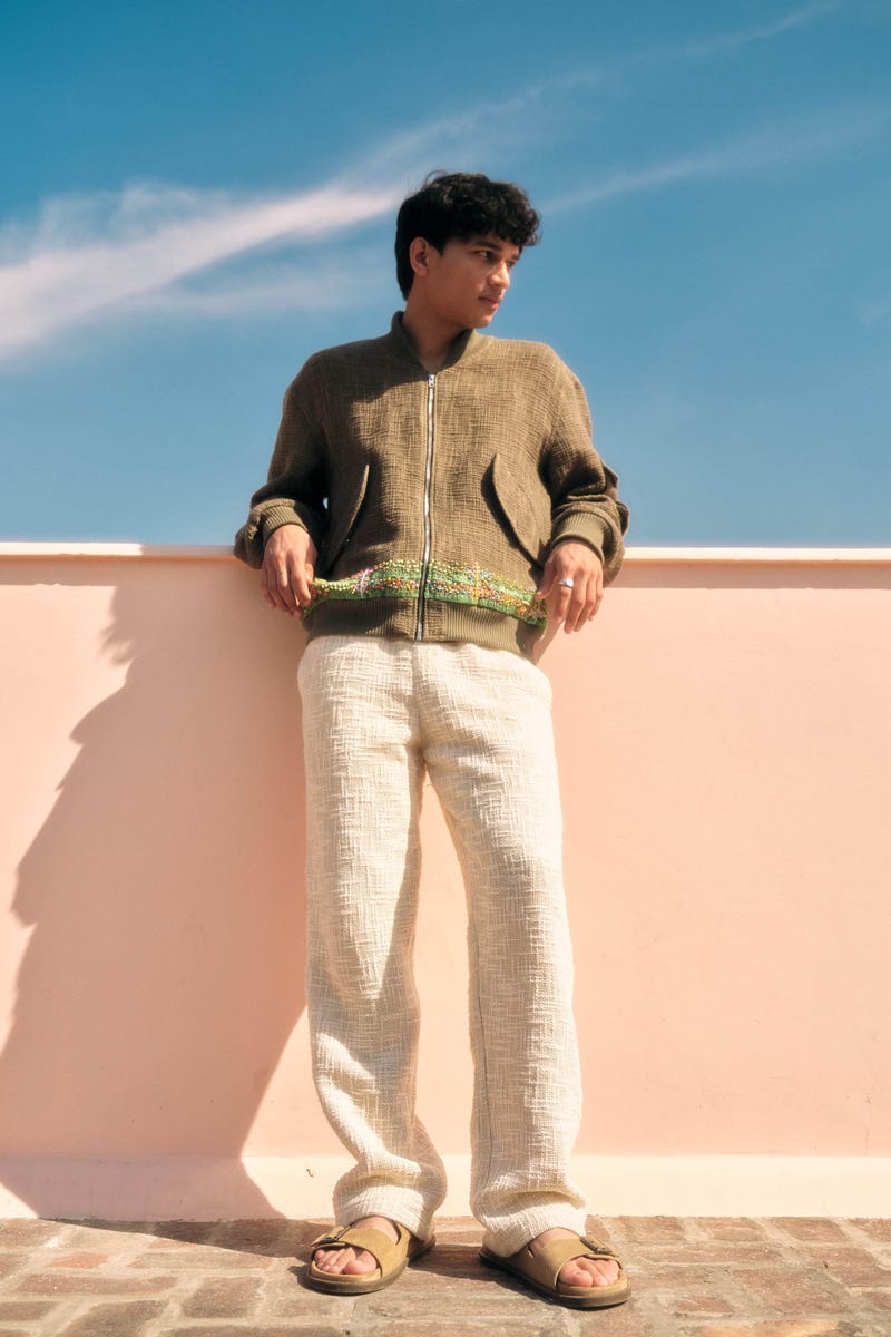 Landscape hand embroidered jacket