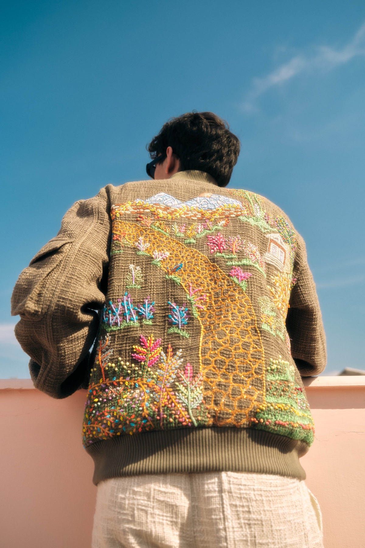 Landscape hand embroidered jacket - image 4