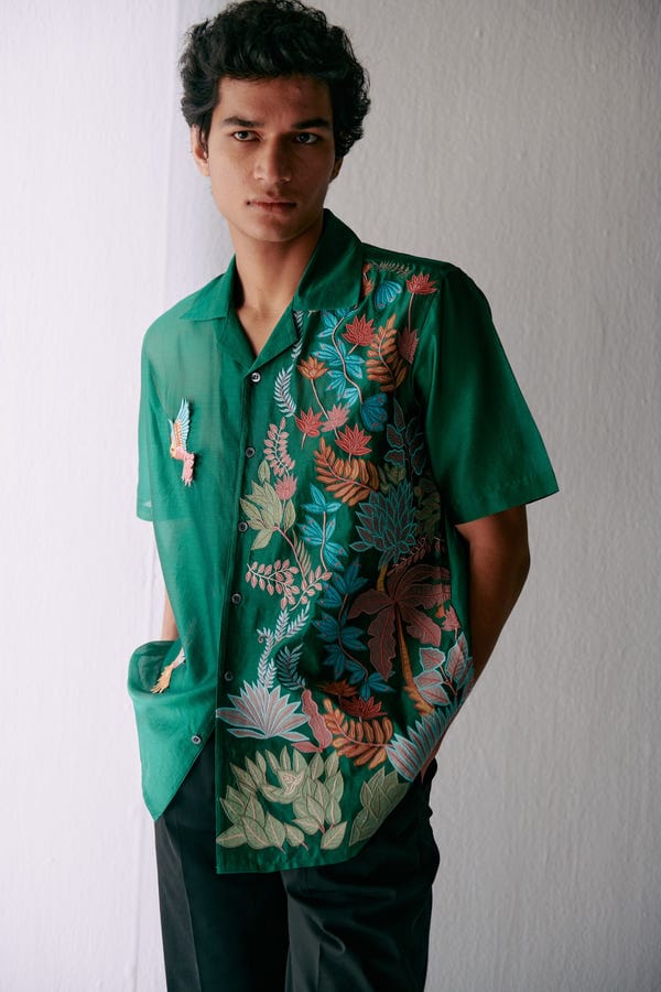 Perte D'ego — Enchanted forest appliqué shirt