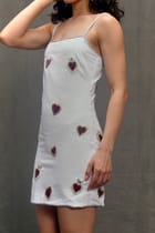 Velvet hearts hand embroidered dress- Ivory view 1