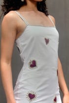 Velvet hearts hand embroidered dress- Ivory view 3