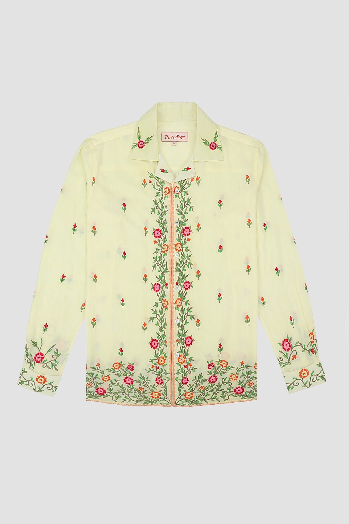 "Le Jardin" Embroidered shirt- Lemon yellow - image 1