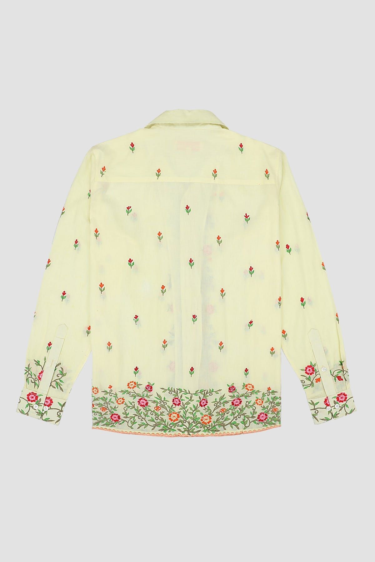 "Le Jardin" Embroidered shirt- Lemon yellow - image 2