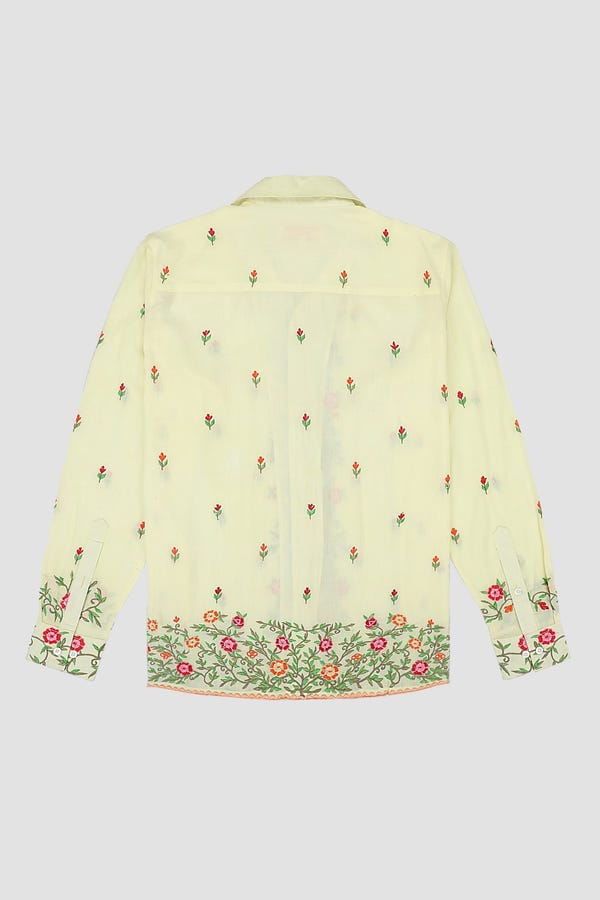 Perte D'ego — "Le Jardin" Embroidered shirt- Lemon yellow