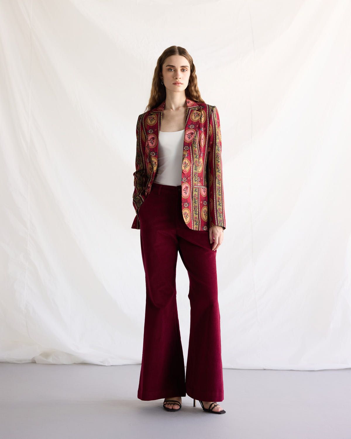 Vintage floral stripes blazer - image 3