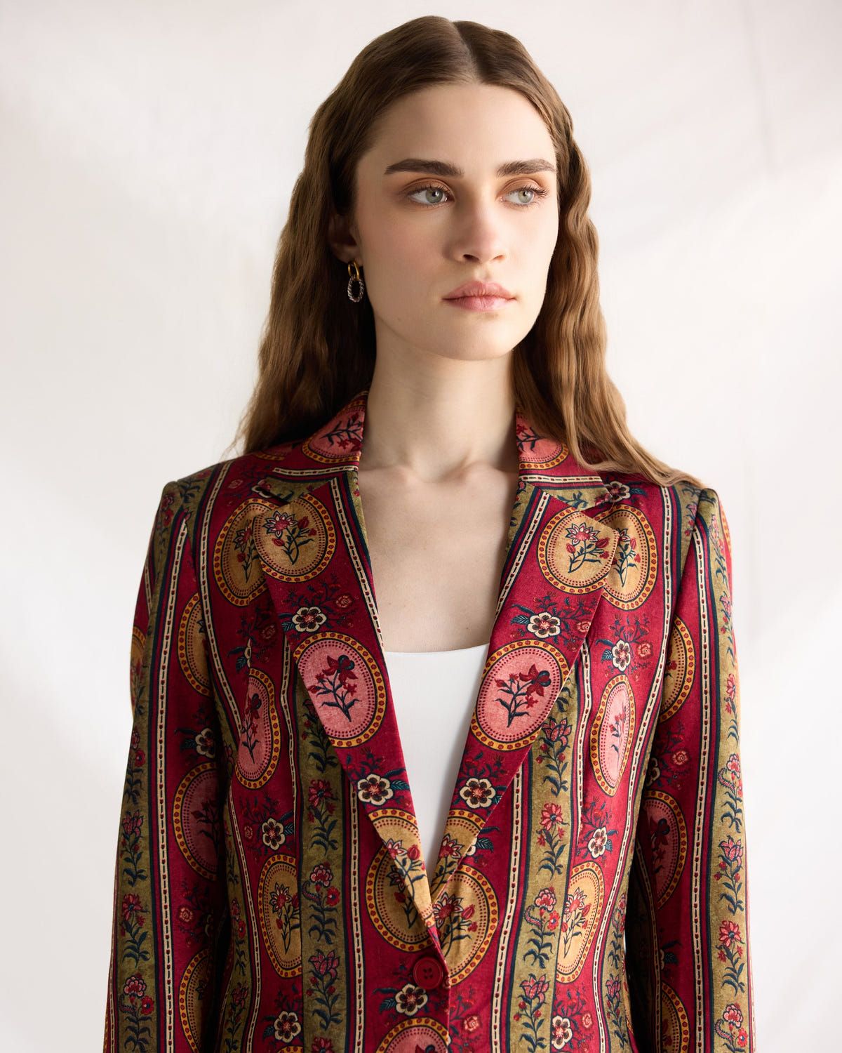 Vintage floral stripes blazer - image 4