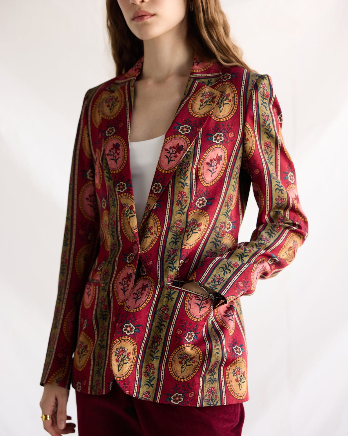 Vintage floral stripes blazer - image 7