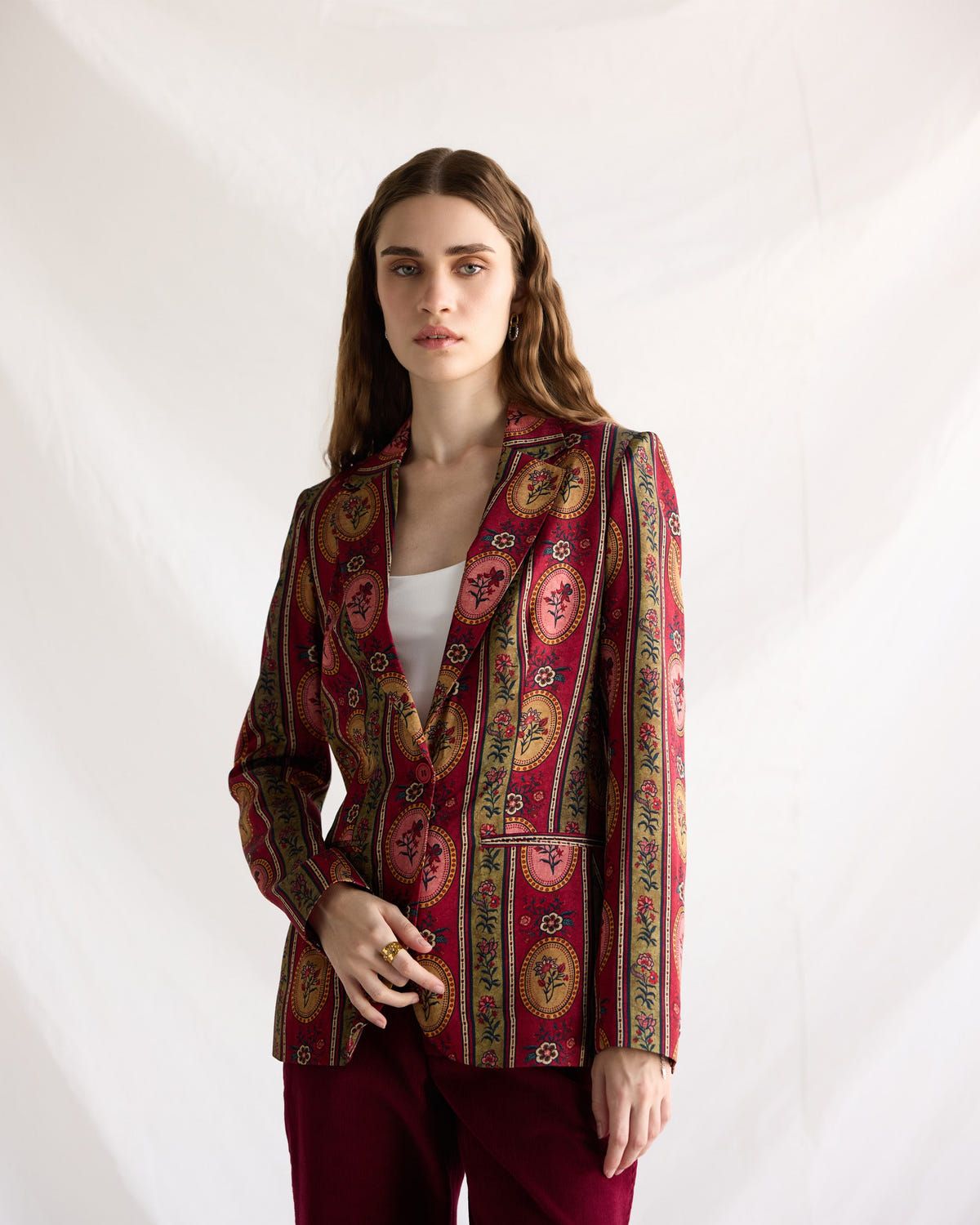 Vintage floral stripes blazer - image 8