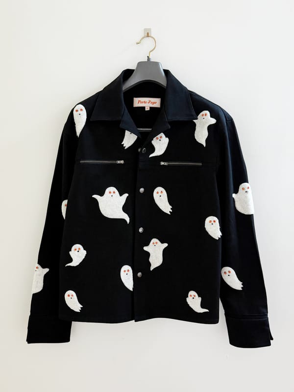 Perte D'ego — Ghostly whispers hand embroidered overshirt