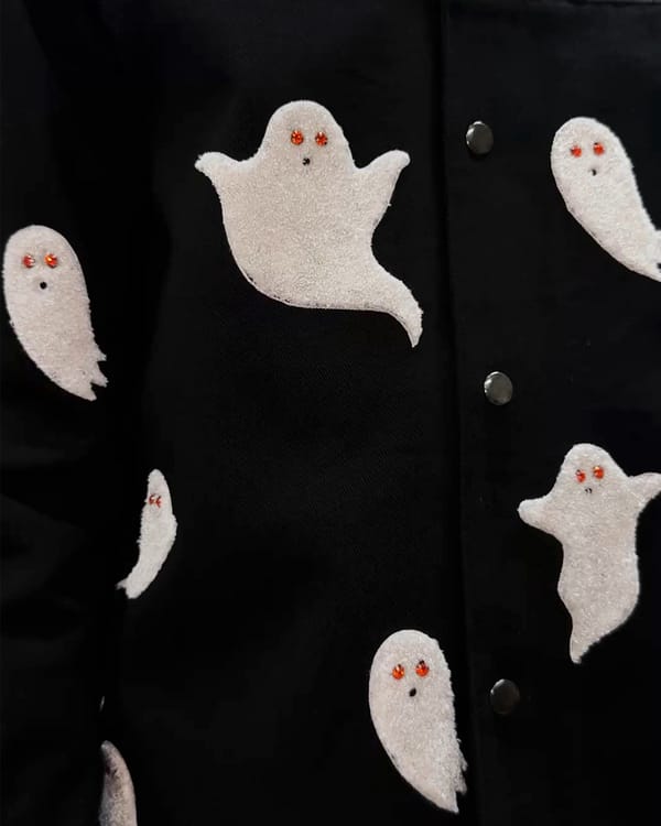 Perte D'ego — Ghostly whispers hand embroidered overshirt