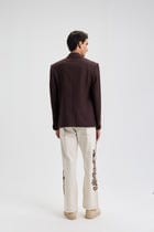 Ecru embroidered denim pants view 5