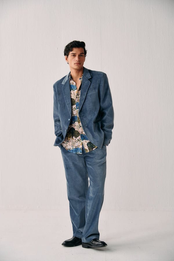 Perte D'ego — Ice blue velvet lounge pants