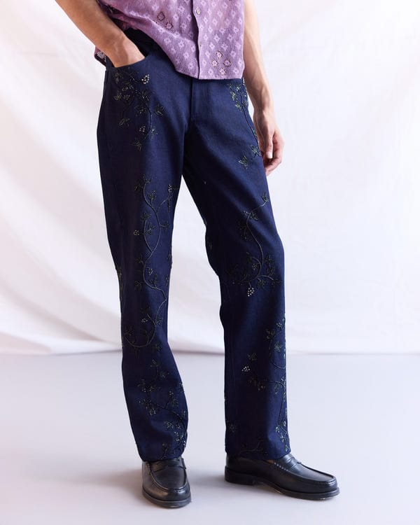 Perte D'ego — Hand embroidered straight fit jeans
