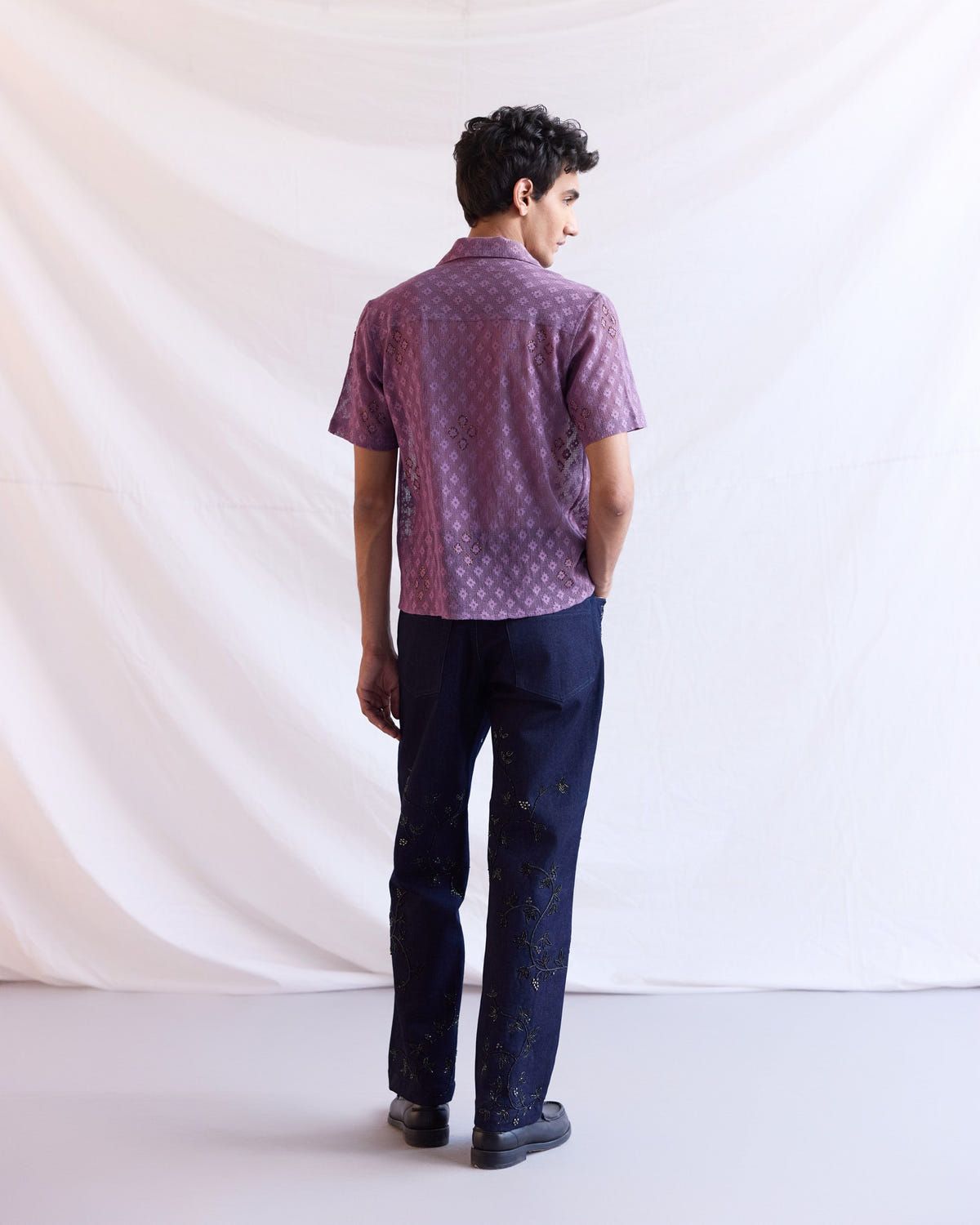 Hand embroidered straight fit jeans - image 4