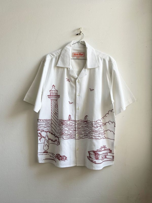 Perte D'ego — "Day at the harbor" embroidered Shirt