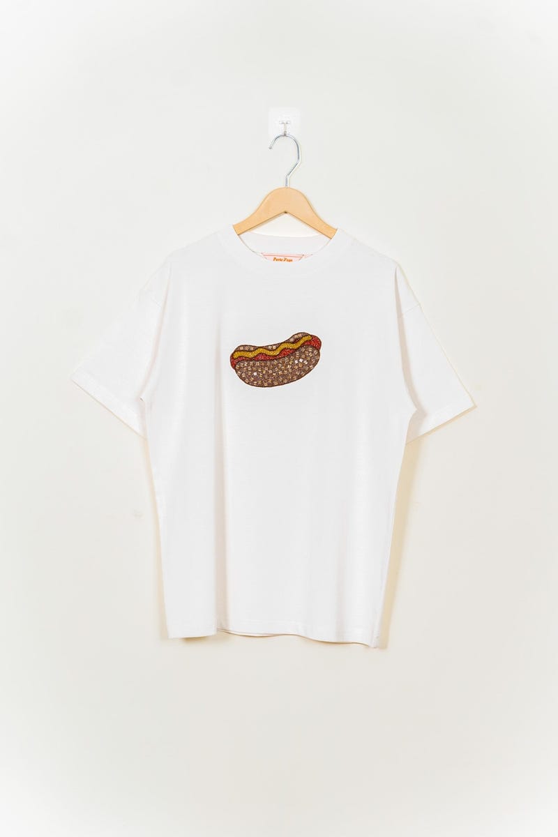 "Le Hotdog" hand embroidered T-Shirt