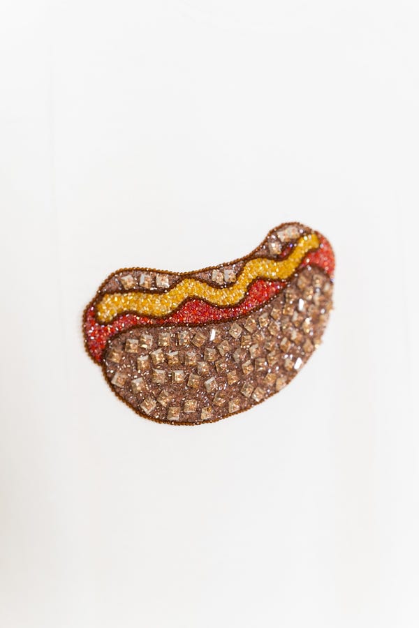 Perte D'ego — "Le Hotdog" hand embroidered T-Shirt