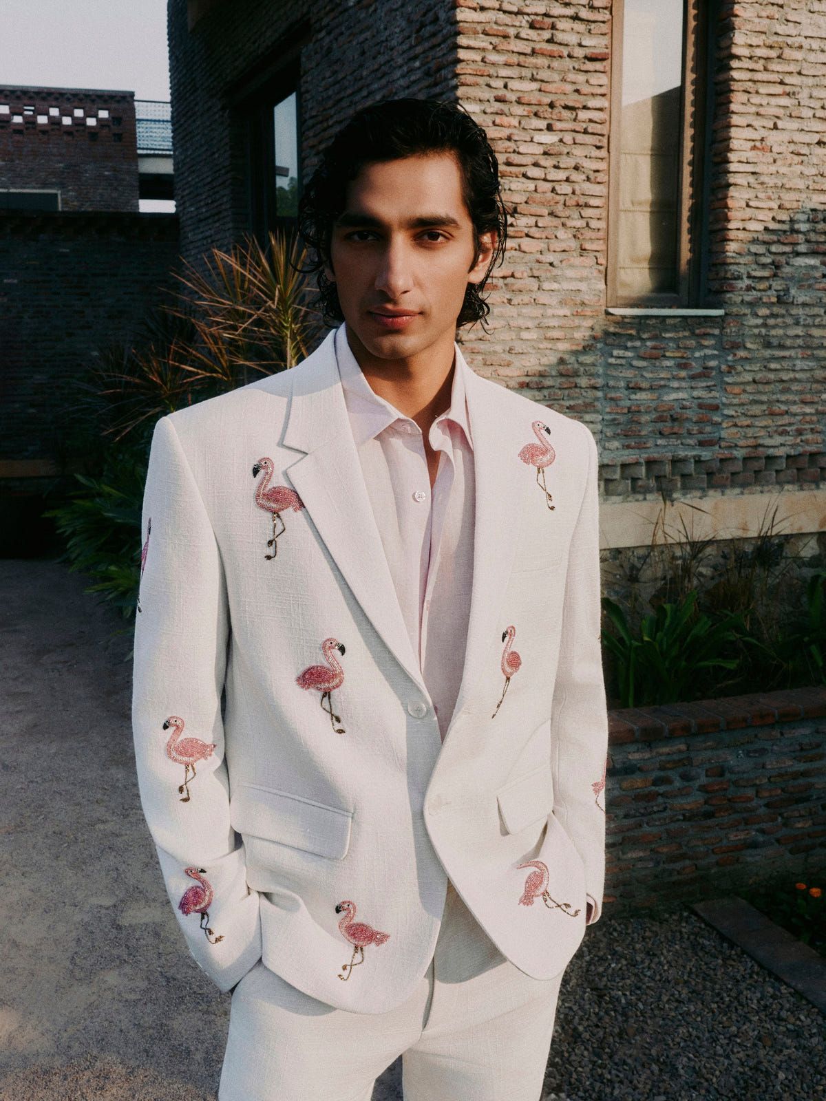 "Le Flamingo" hand embroidered blazer - image 1